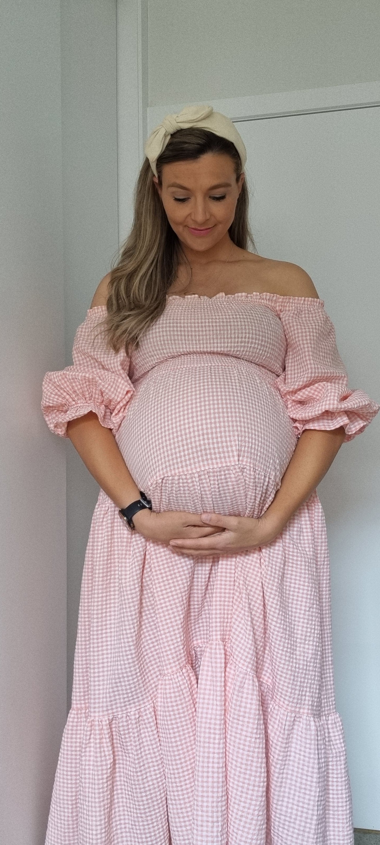 ADELAIDE MIDI DRESS - PINK GINGHAM