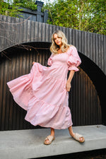 Load image into Gallery viewer, ADELAIDE MIDI DRESS - PINK GINGHAM
